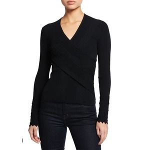 Elie Tahari Madeline V-Neck Long-Sleeve Surplice Sweater C10